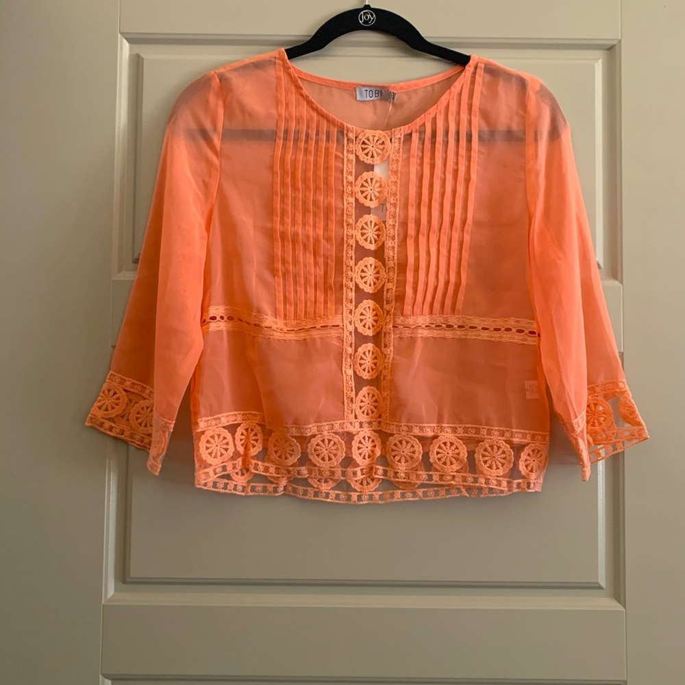 Sheer and embroidered blouse